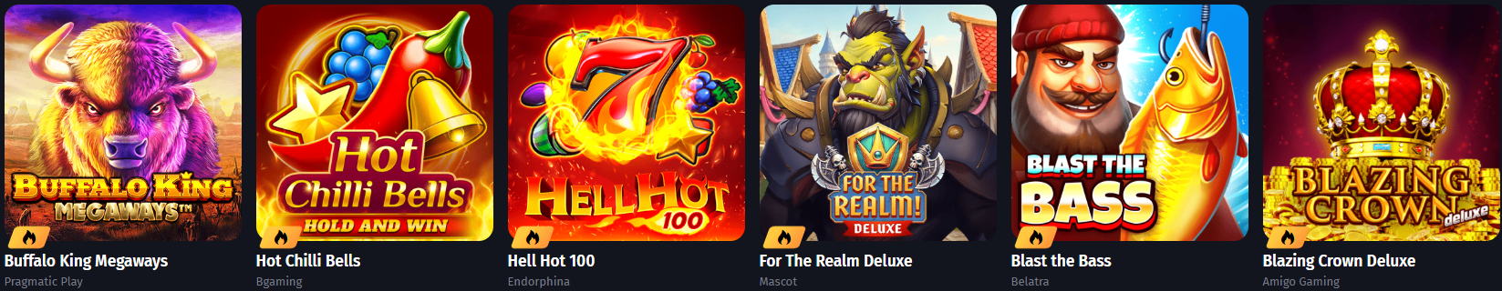 Winshark online casino game carousel featuring popular pokies and table games